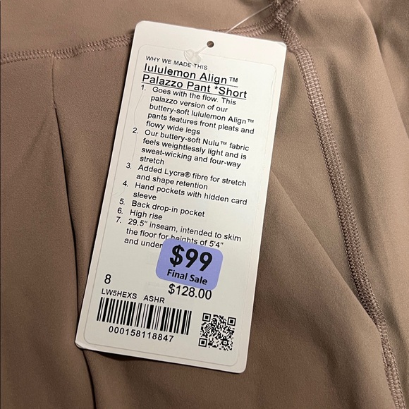 NWT lululemon palazzo pant | Short | ASHR - Picture 3 of 3